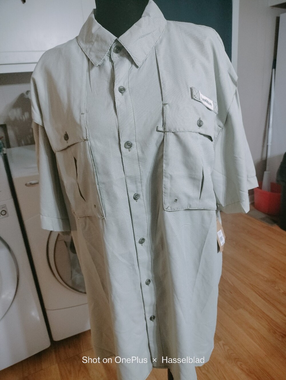 Magellan Pale Sage Green Short Sleeve Fisherman Shirt Outdoor Button-Up